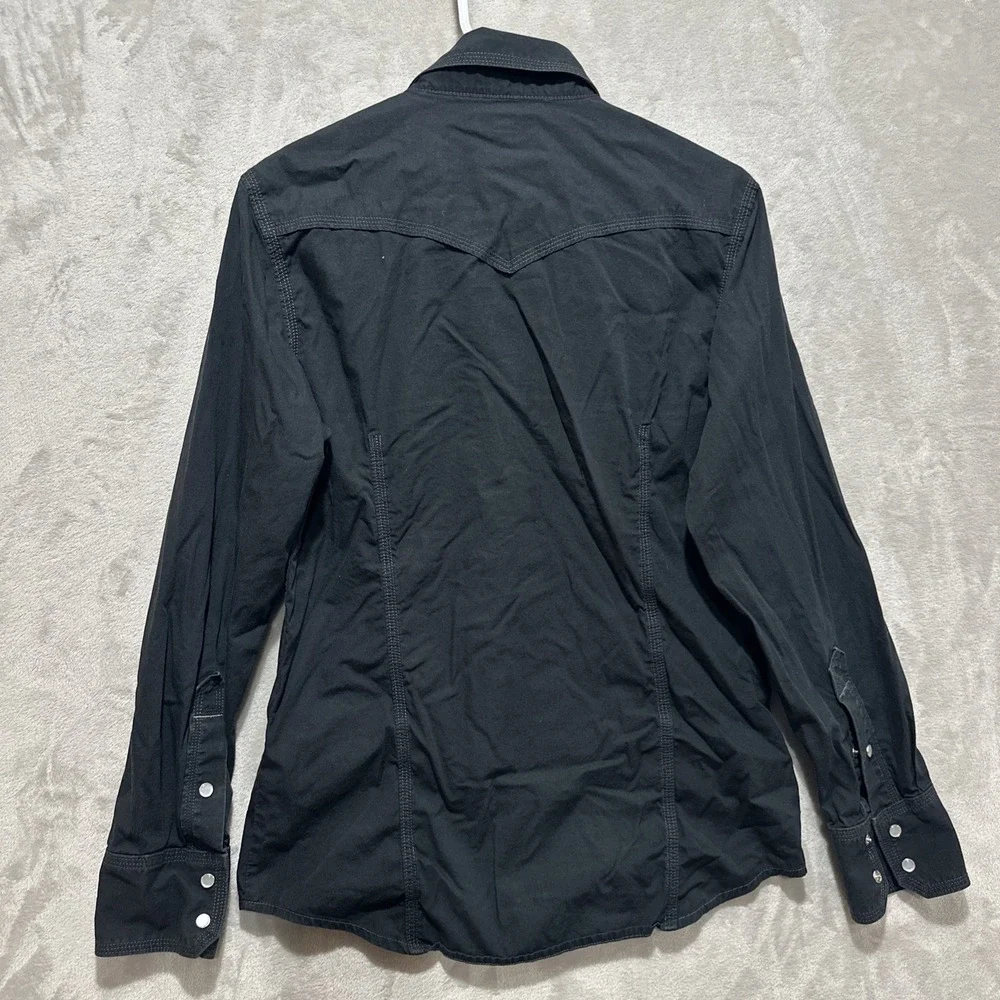 True Religion Men's Western  Long Sleeve Shirt Size S Black Button Pearl Snap